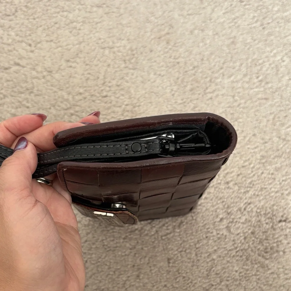 Brighton Vintage Brown Woven Leather Wristlet - Picture 7 of 14